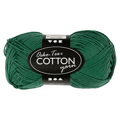 Filato di cotone, verde scuro, 50gr, 170m