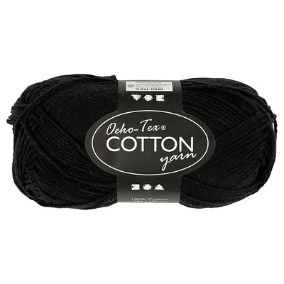 Filato di cotone, nero, 50gr, 170m