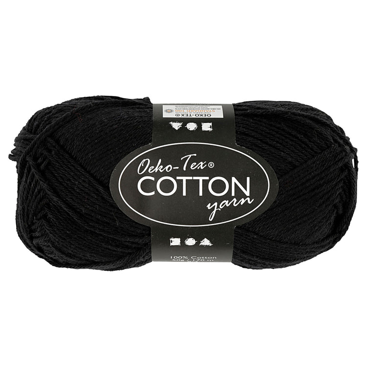 Cotton yarn, black, 50gr, 170m