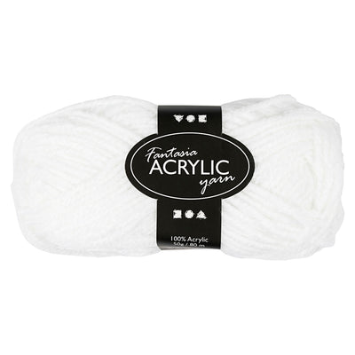 Filato acrilico, bianco, 50gr, 80m