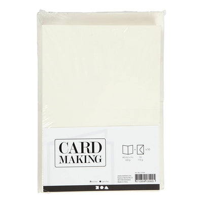 Creativ company kaarten en enveloppen, afmeting kaart 10,5x15 cm, afmeting envelop 11,5x16,5 cm, 110+220 gr, off-white, 50 set 1 doos