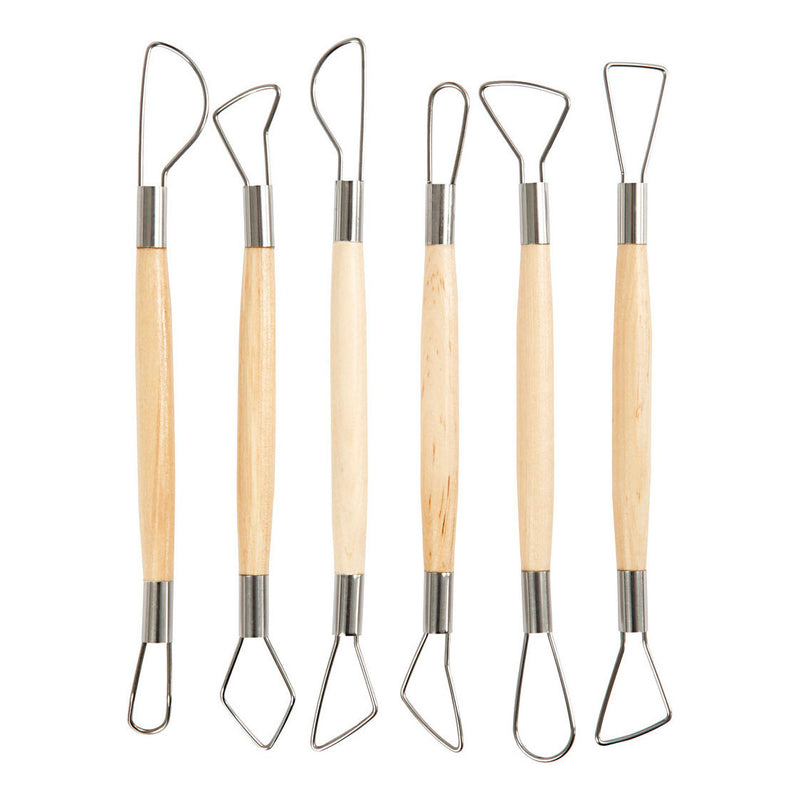 Kleilusgereedschappen, ronde kanten, l: 20 cm, 6 stuk 1 doos