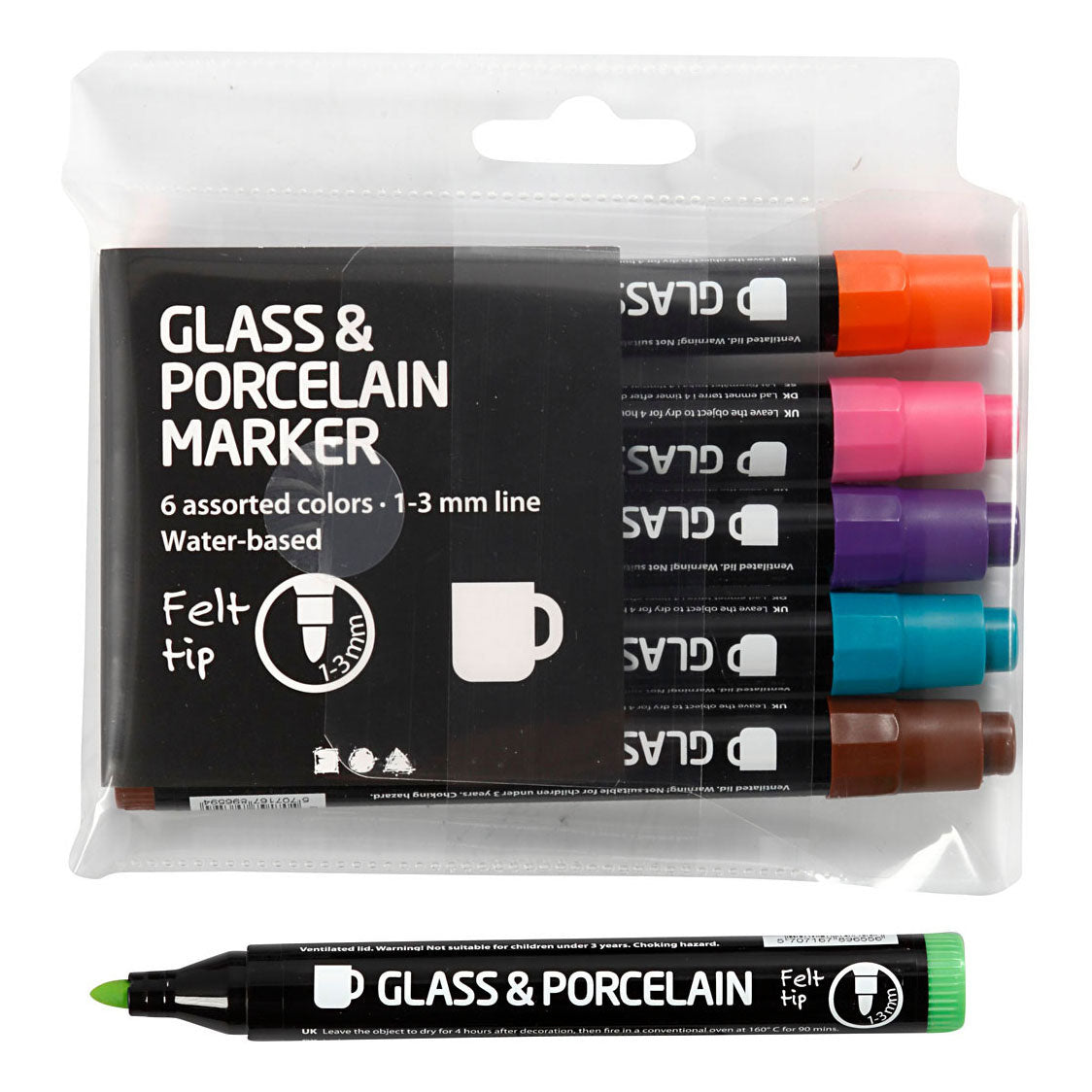 Creative Company Glasen Porcelain afferma Extra Colours, 6st.