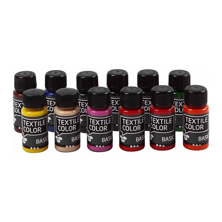 Pintura textil semi-cobradora de color textil de la empresa de creativ, 12x50ml