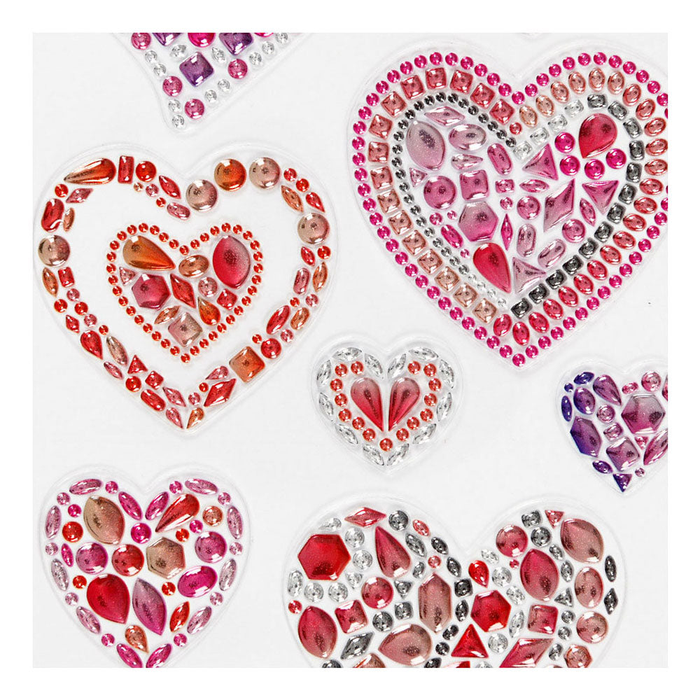 Creativ Company Diamond Stickers Corazones, 1 Hoja