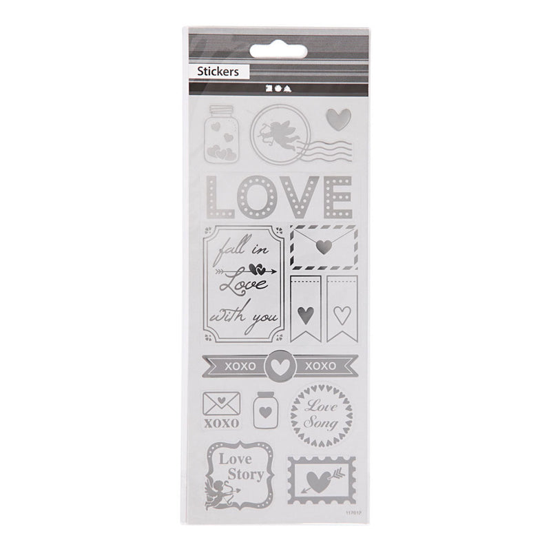 Pegatizas de creativ Company Silver Love, 1 hoja