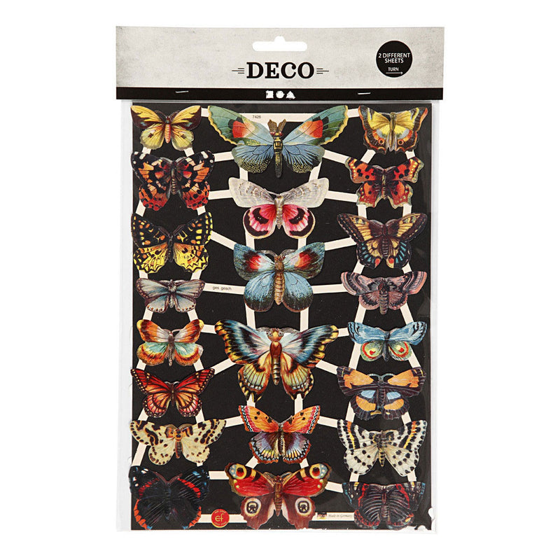 Creativ company vintage plaatjes, vlinders, vel 16,5x23,5 cm, 2 vel 1 doos