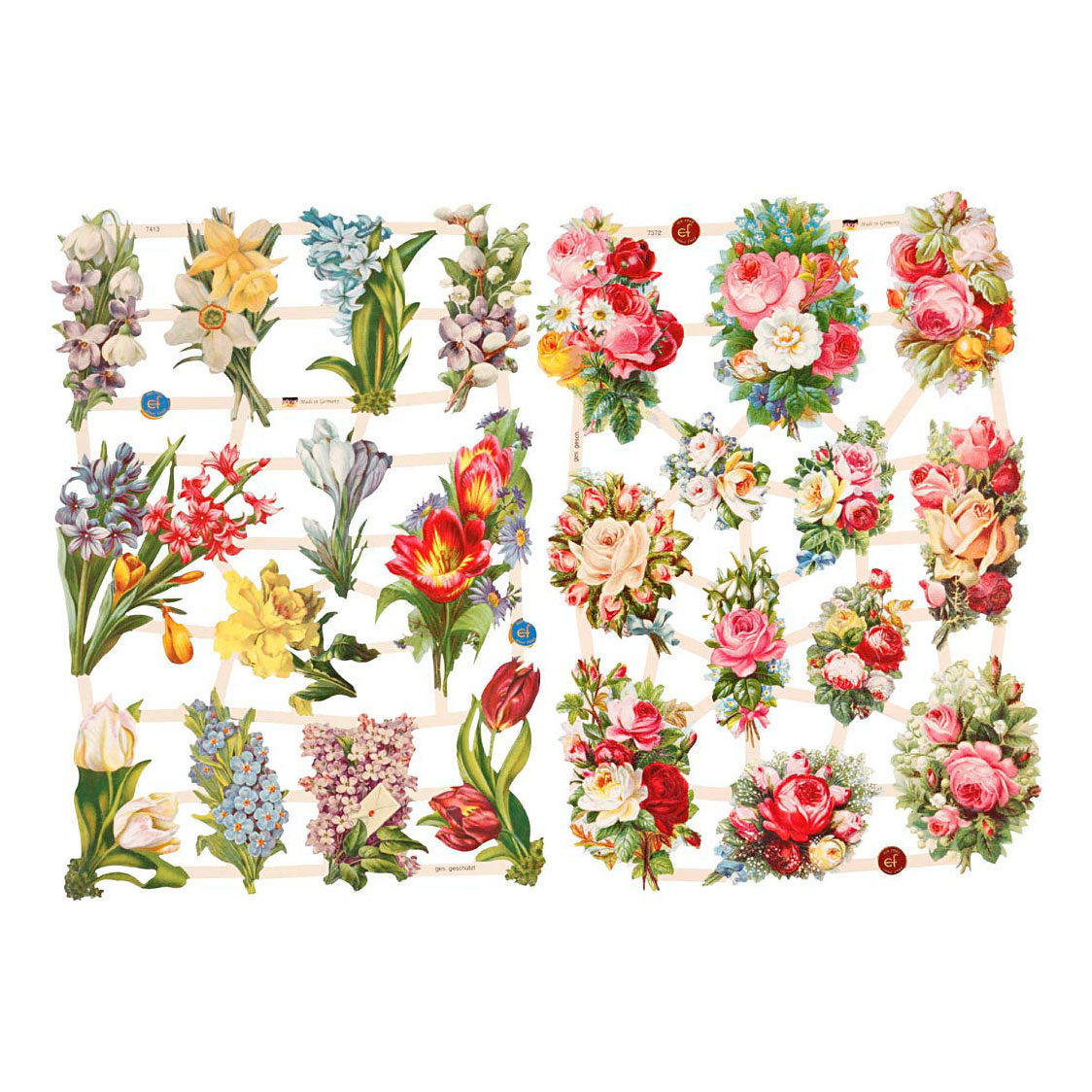 Creativ Company Cuadros Vintage Flores de Primavera, 2 Hojas