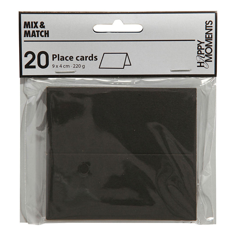 Creativ company naamkaarten, afm 9x4 cm, 220 gr, zwart, 20 stuk 1 doos