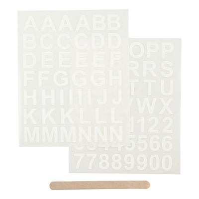 Creativ Company Adesivi a strofinare lettere e numeri bianchi, 2 fogli