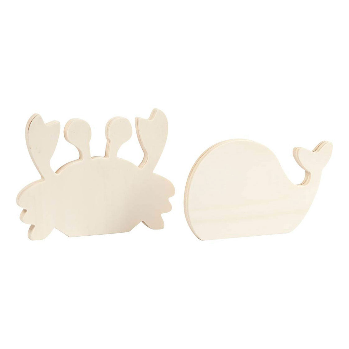 Creativ Company Animales Marinos de Madera Cangrejo y Ballena, 2pcs.