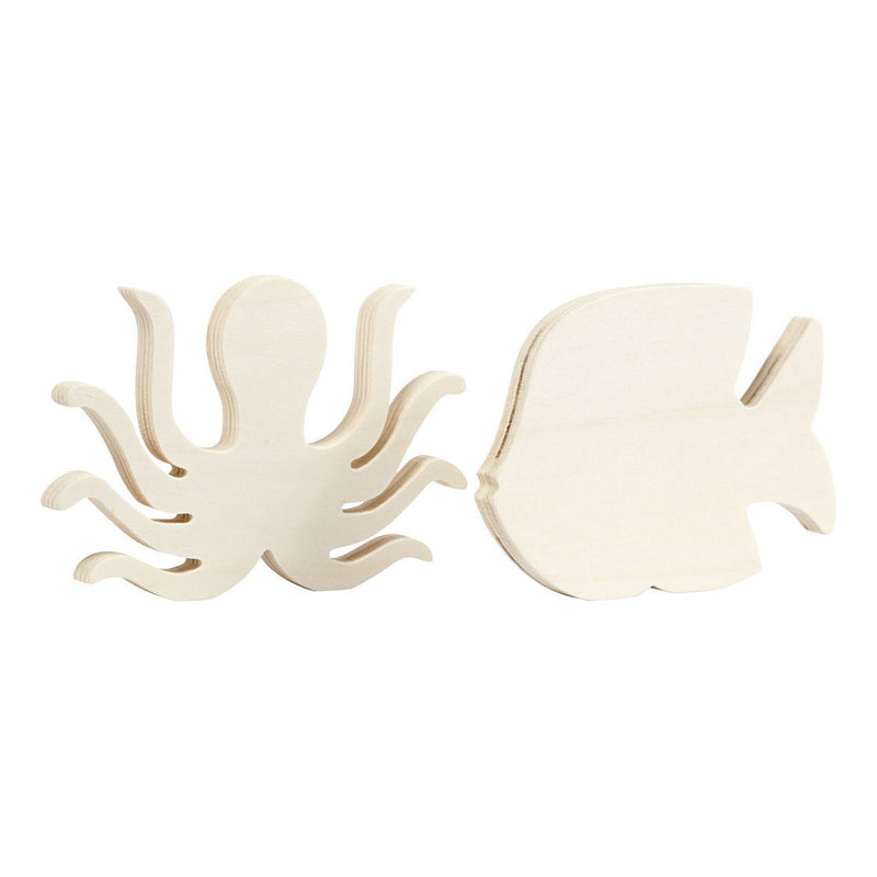 Creative Company Wooden Marine Animals Squid and Fish, 2st.