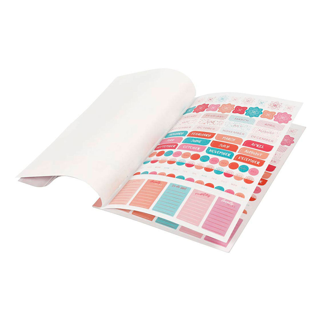Creativ company stickerboek, aquarel, a5, goud, rood, koraal, 1 stuk