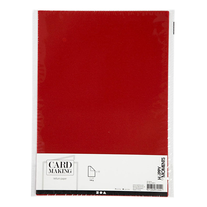 Creativ company vellumpapier, a4, vel 210x297 mm, 100 gr, rood, 10 vel 1 doos