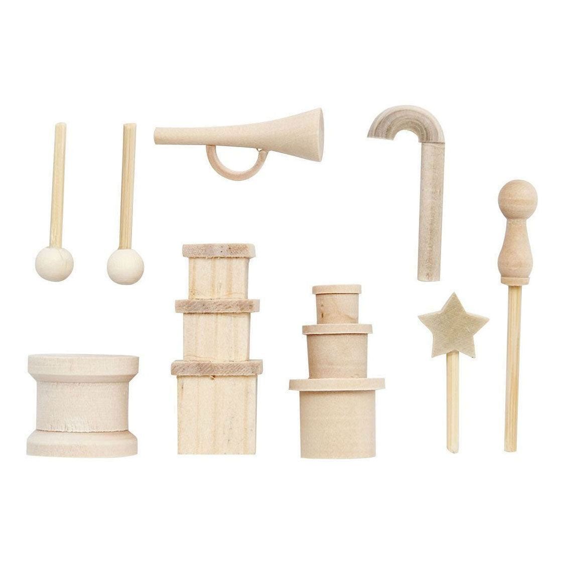 Creativ Company Small Wooden Accessories for Decoration Set, 13dlg.