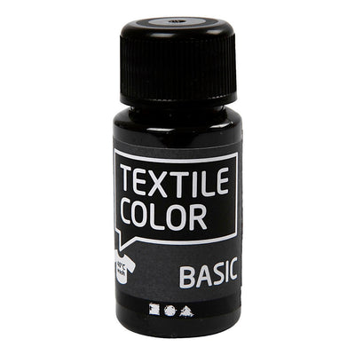 Creativ Company Textile Colour Pintura textil semiopaca negra, 50 ml