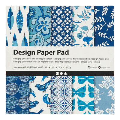 Creativ company design papierblok, vel 15,2x15,2 cm, 120 gr, blauw, 50 vel 1 doos
