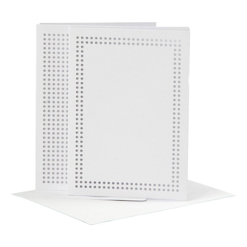 Creativ company kaarten om te borduren, afmeting kaart 10,5x15 cm, afmeting envelop 11,5x16,5 cm, wit, 6 set 1 doos