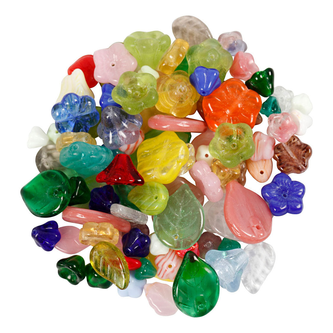 Beads de vidrio de creativ Company diversas hojas y flores, 60 gramos