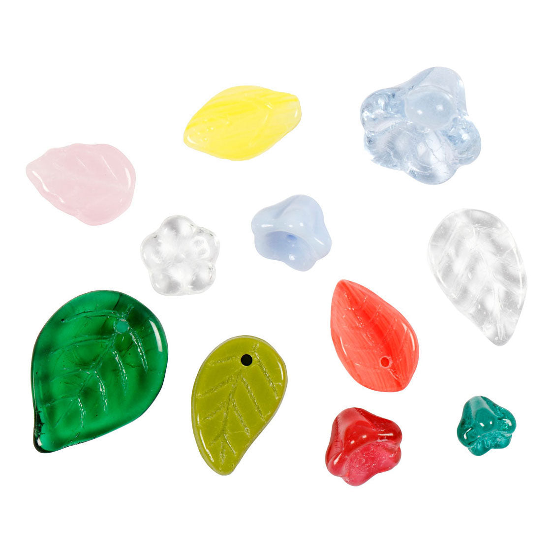Creative Company perle di vetro diverse foglie e fiori, 60 grammi