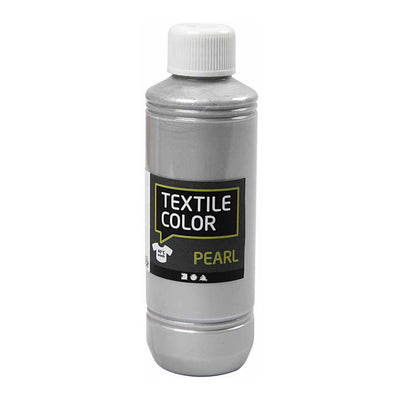 Creativ company textile color dekkende textielverf - zilver parelmoer, 250ml