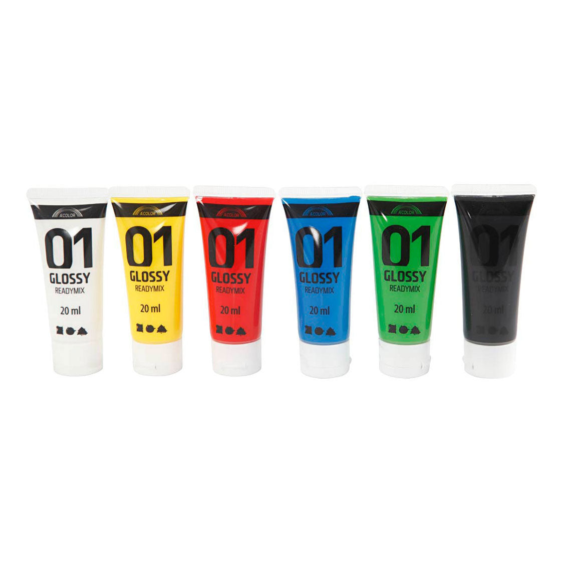 Pintura acrílica de Creativ Company para colores estándar de Kidneren Glossy, 6x20ml