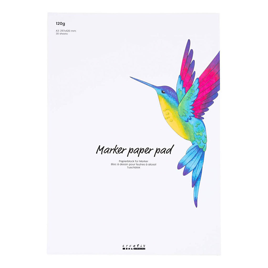 Bloque de papel de Creativ Company para Stifts White A3, 30 Hojas