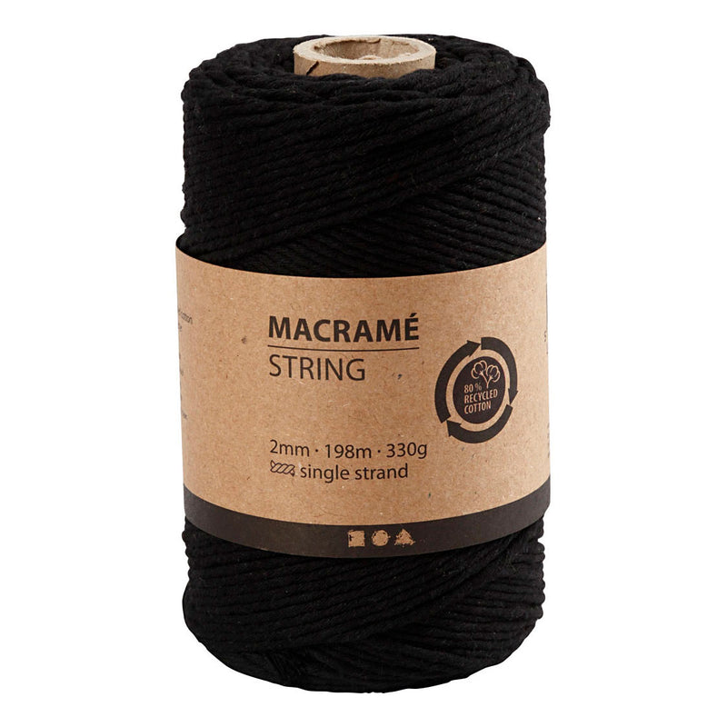 Creative Company Macrame Cord Black, 198m