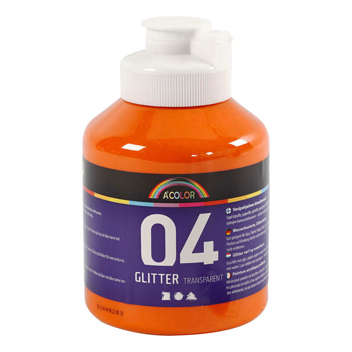 Creative Company Acrilic Paint Glitter for Children Orange, 500 ml