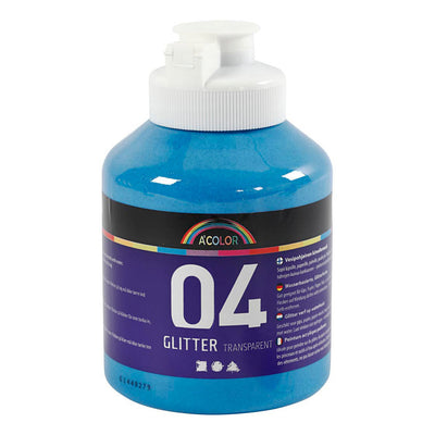 Creative Company Acrilic Paint Glitter per bambini blu, 500 ml