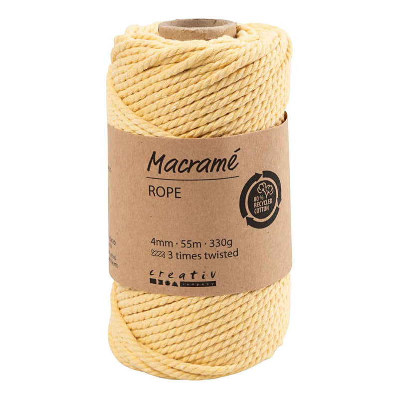 Creative Company Macrame Cord Light Yellow, 55m