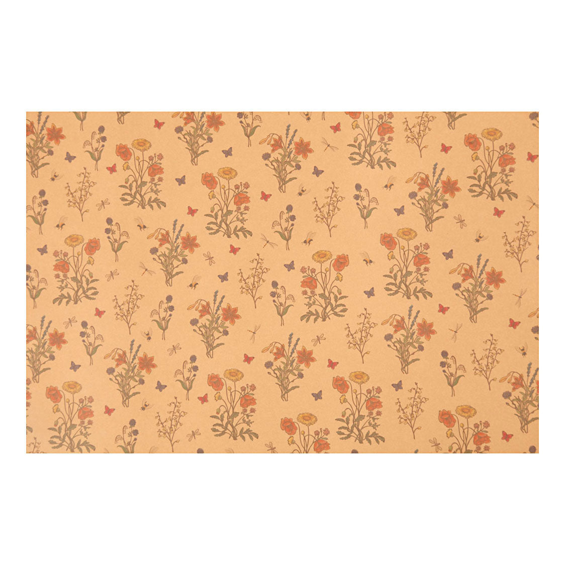 Creative Company Fux Leather Paper Brown con stampa floreale, 1m