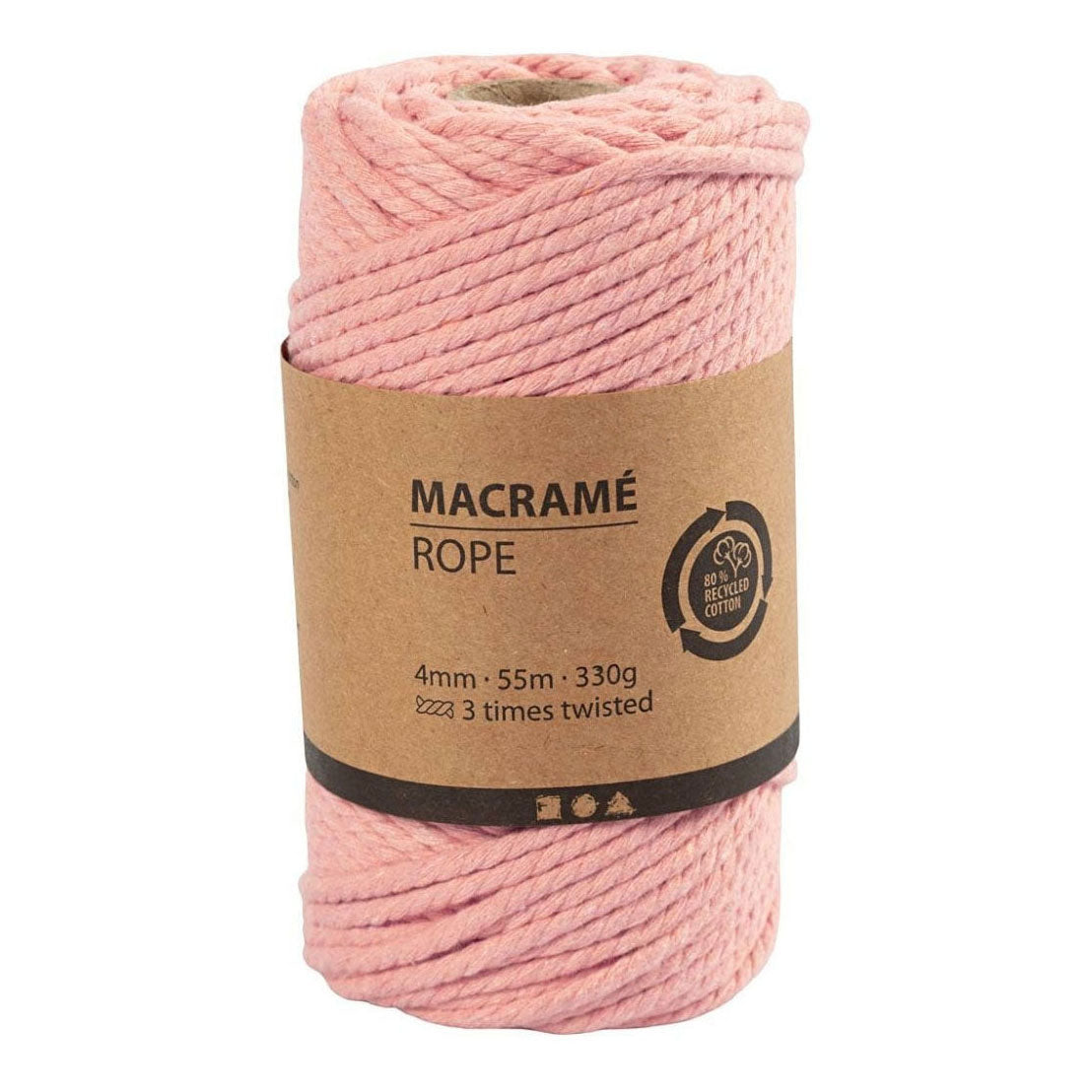 Creativ Company Macrame Koord Roze, 55m