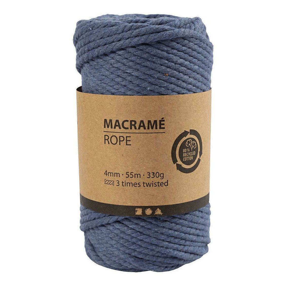 Creative Company Macrame Cord Blue, 55m