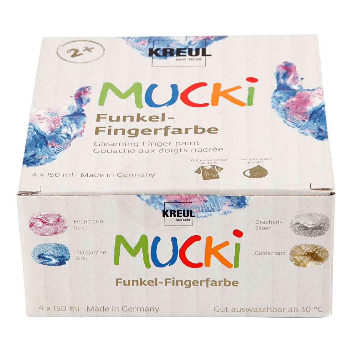 Creative Company Mucki Finger Paint METALLIC Blu Oro Rosa argento, 4st.