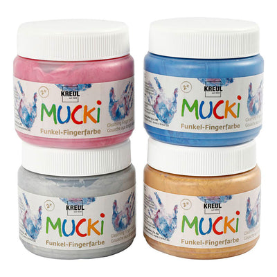 Creative Company Mucki Finger Paint METALLIC Blu Oro Rosa argento, 4st.