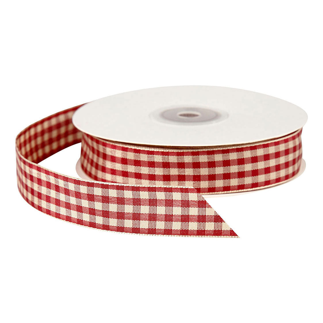 Creativ Company Checkered Ribbon Antique Red White, 25m