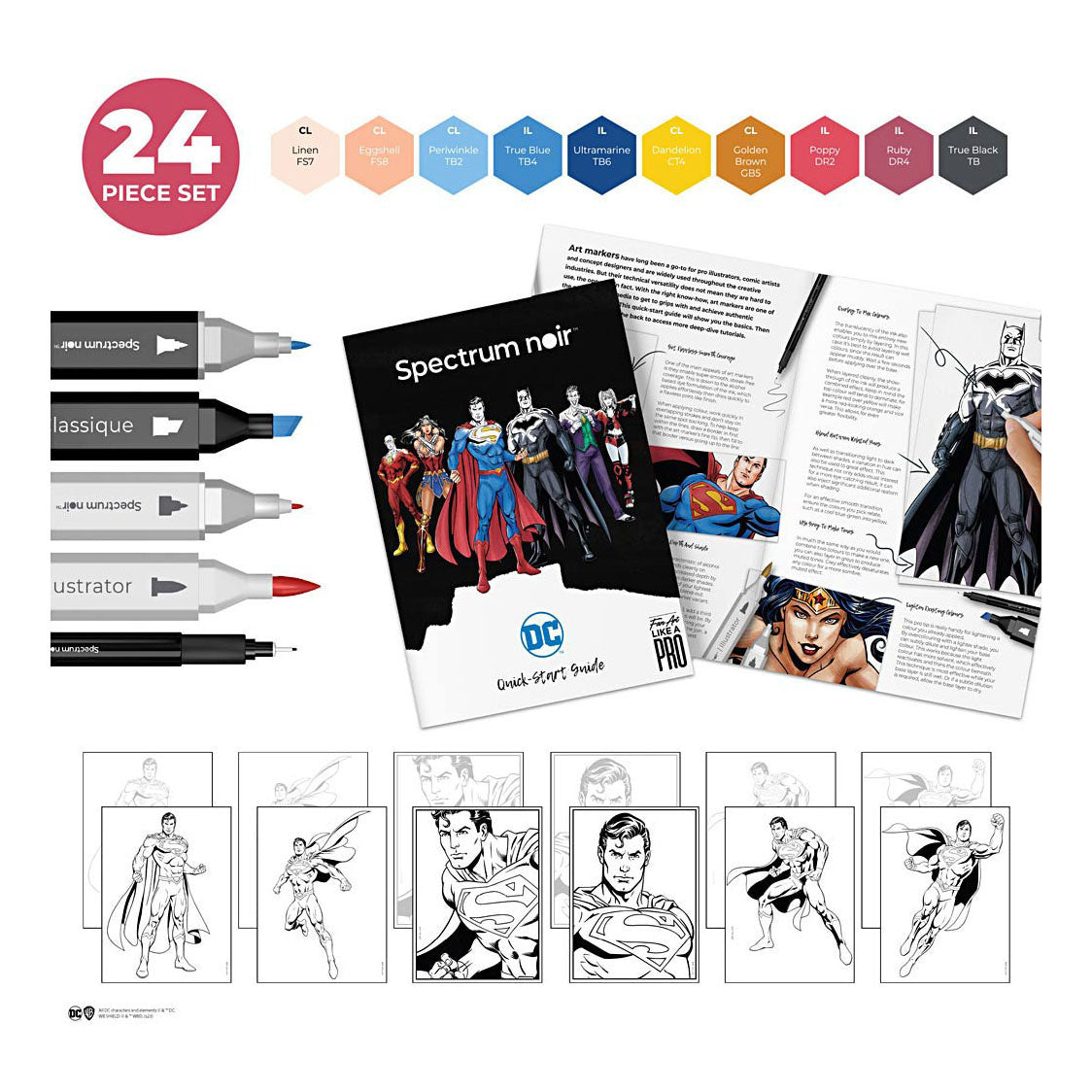 Creative Company Hobbyset Illustration Comic Book Heroes Set di colori Superman