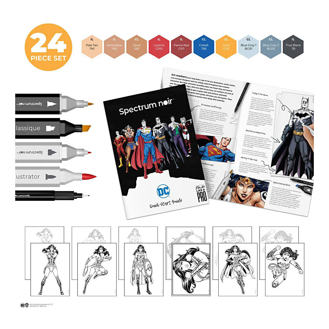 Creative Company Hobbyset Illustration Heroes Book Heroes Wonder Woman Set di colori