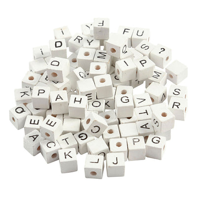 Creativ company letterkralen, a-z, ,#,? en blanco, afm 8x8 mm, gatgrootte 3 mm, wit, 750 div 1 doos