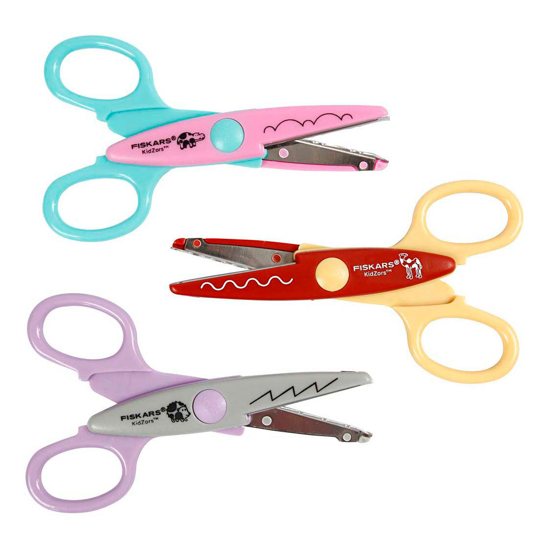 Cartelli Fiskars Kidzors, ippopotamo, riccio di cammello, 3 pezzi 1 scatola