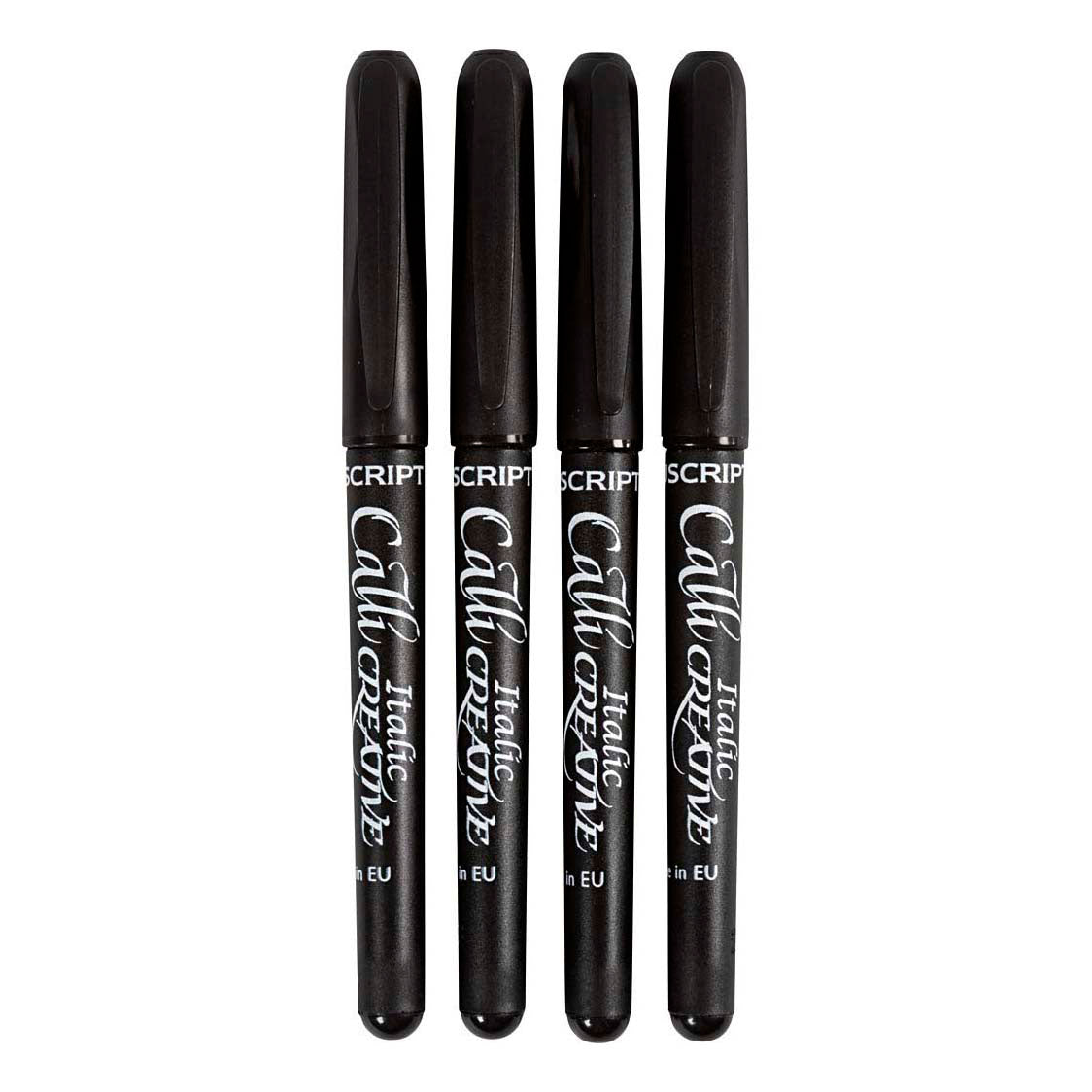 Marcatori calligrafici, spessore della linea 1.4+2,5+3,6+4,8 mm, nero, 4 pezzo 1 scatola