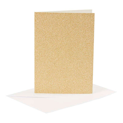 Creativ company cards and envelopes, card size 10.5x15 cm, envelope size 11.5x16.5 cm, glitter, 120+250 gr, gold, 4 set 1 box