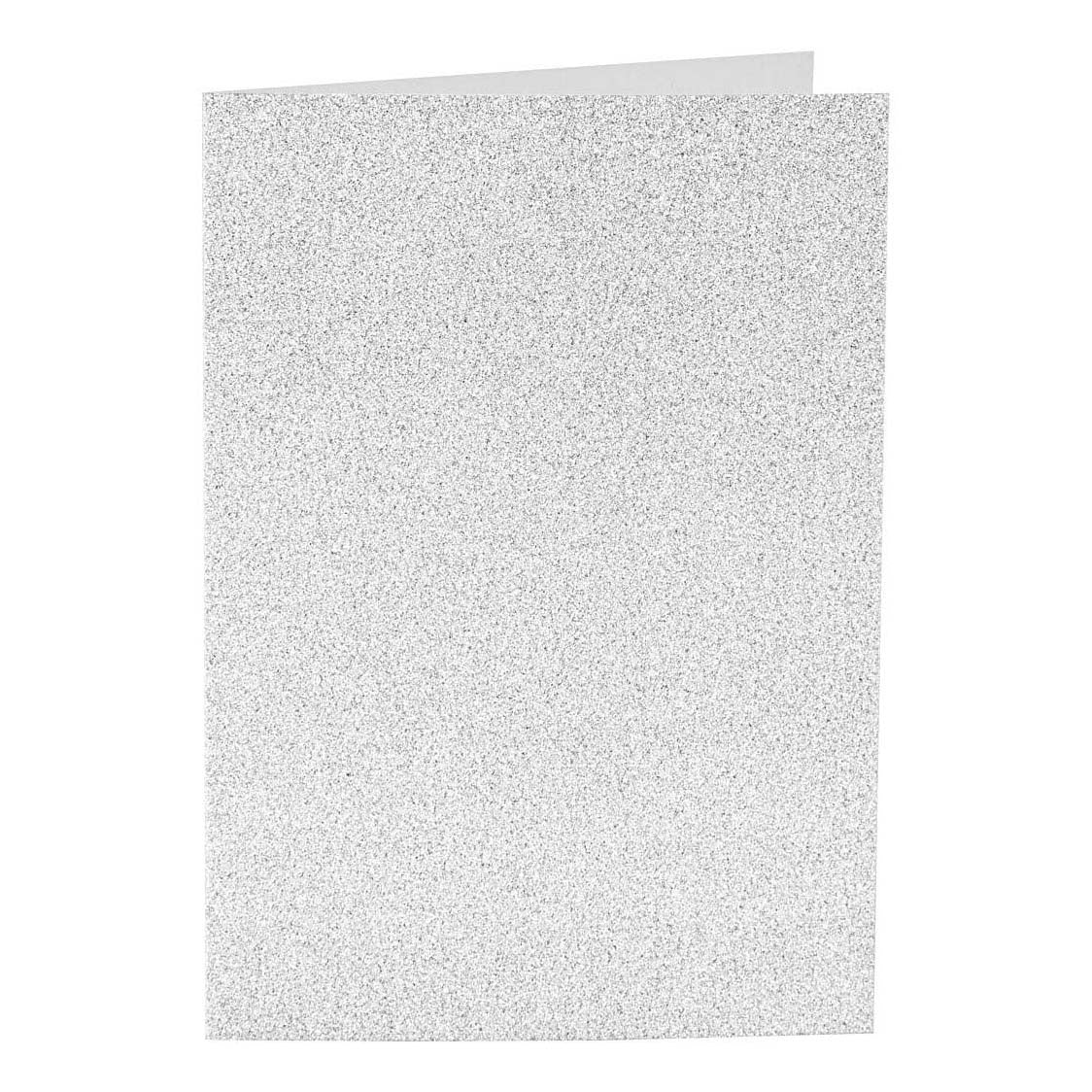 Creativ company kaarten en enveloppen, afmeting kaart 10,5x15 cm, afmeting envelop 11,5x16,5 cm, glitter, 120+250 gr, zilver, 4 set 1 doos
