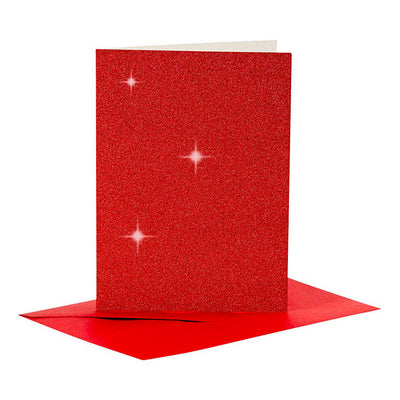 Biglietti e buste aziendali Creativ, formato biglietto 10,5x15 cm, formato busta 11,5x16,5 cm, glitter, 110+250 gr, rosso, 4 set 1 scatola