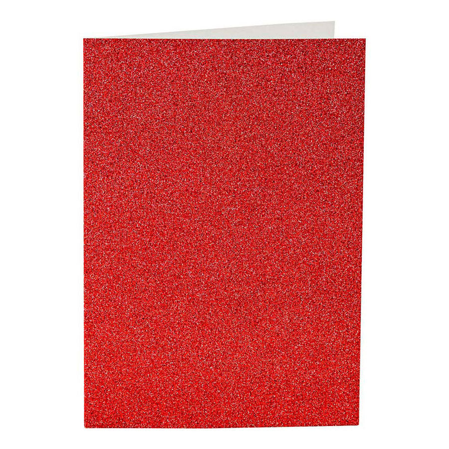 Biglietti e buste aziendali Creativ, formato biglietto 10,5x15 cm, formato busta 11,5x16,5 cm, glitter, 110+250 gr, rosso, 4 set 1 scatola