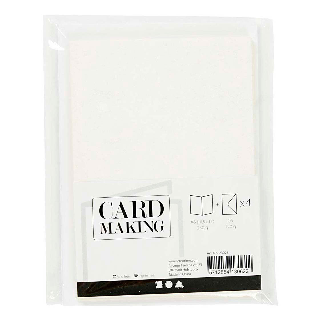 Biglietti e buste aziendali Creativ, formato biglietto 10,5x15 cm, formato busta 11,5x16,5 cm, glitter, 120+250 gr, bianco, 4 set 1 scatola