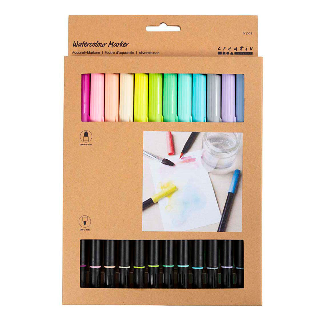Creativ company dubbelzijdige aquarelmarker - 12 kleuren
