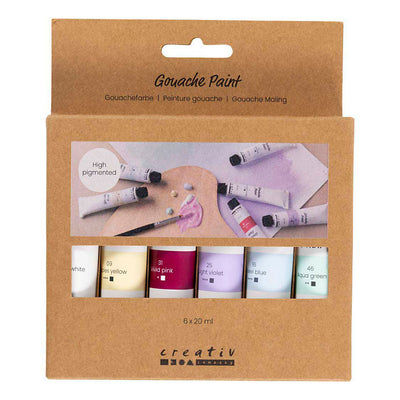 Creativ company pintura gouache colores pastel 6x20 ml 1 caja