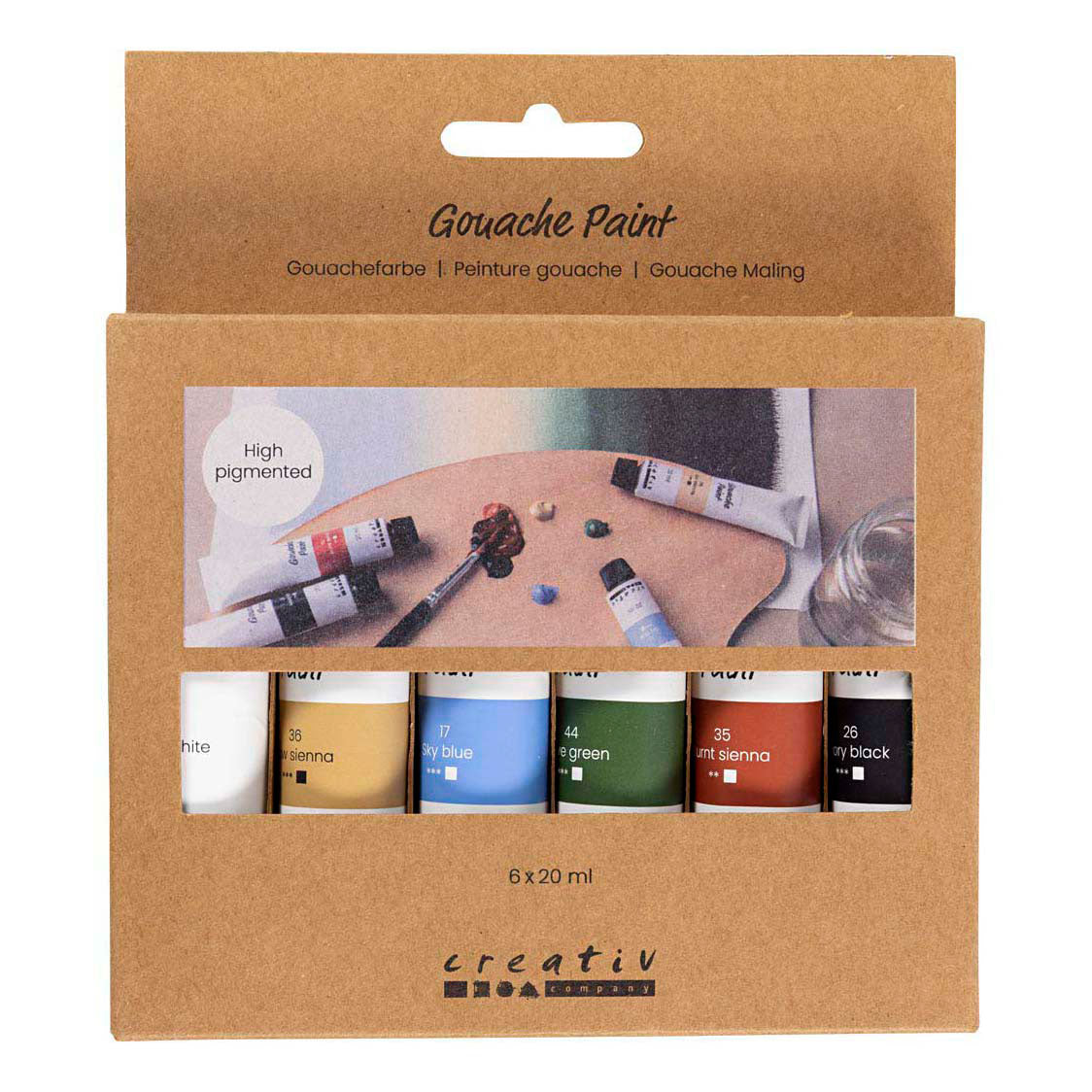 Pintura gouache Creativ Company, colores naturales, 6x20 ml 1 caja